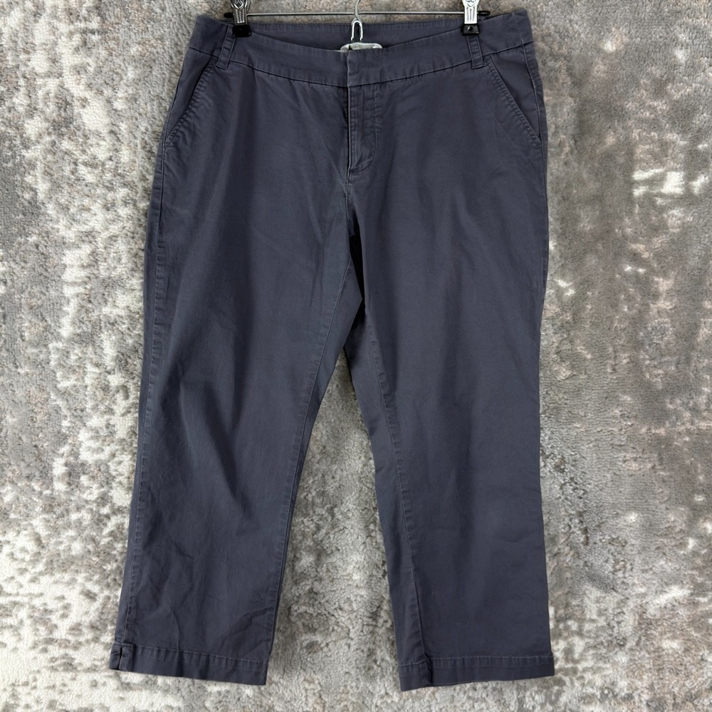 Garnet Hill Petite Size 8P Minimalist Ankle Straight Leg Pants Gray Button Zip